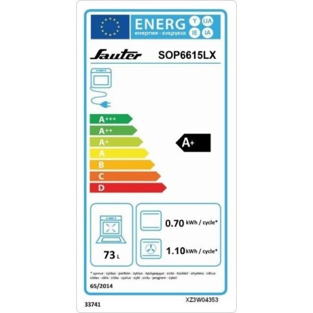 FOUR ENCASTRABLE 73L PYROLYSE SAUTER CHALEUR TOURNANTE 
Gril Saveur • EasyCook • Soft Close SOP6615LX