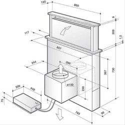 DE DIETRICH Hotte plan de travail DHD7961B