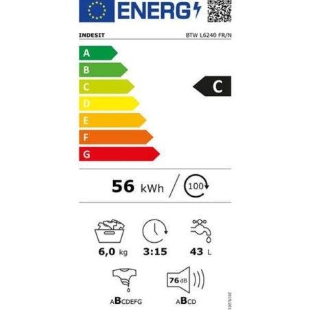 INDESIT Lave-linge top BTWL6240FR/N