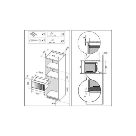 FOUR MICRO ONDE ENCASTRABLE 26L DIMENSION ENCASTREMENT 380 x 560 x 550 mm (HxLxP) BRANDT BMS7120X