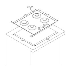 ROSIERES Table de cuisson gaz RVG6BR4SB/1