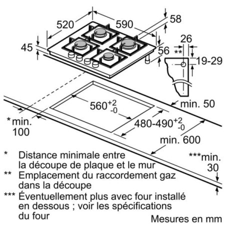 BOSCH Table de cuisson gaz PPP6A2B20