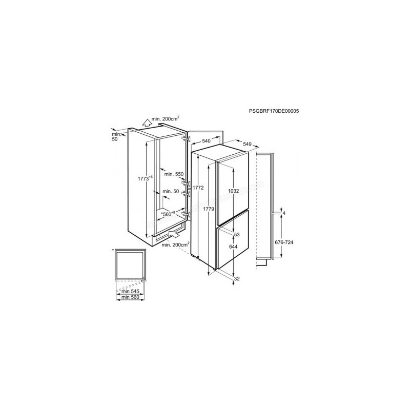 Réfrigérateur / Congélateur combiné 268L Encastrable AEG SCB618F3LS