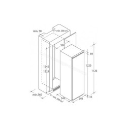 REFRIGERATEUR-CANDY-CIL220EE/N-ENCASTRABLE H122,5 x L56 x P55-ARMOIRE-1 PORTE-FROID STATIQUE-197 L-TOUT UTILE-