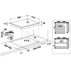 TABLE DE CUISSON GAZ WHRILPOOL 4 FEUX TGML660NB