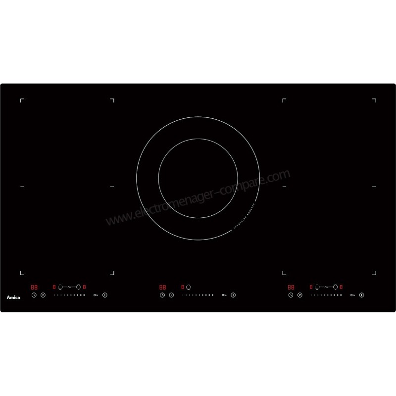 TABLE DE CUISSON INDUCTION AMICA 90 CM 5 FOYERS ZONE COMBINEE 10800 WATTS AI9557