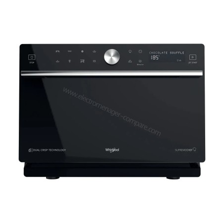 FOUR MICRO ONDE CRISP POSE LIBRE MULTIFONCTION NOIR-INOX WHIRLPOOL 33 LITRES HYDROLYSE 6EME SENS CHEF MENU MWSC9133SB