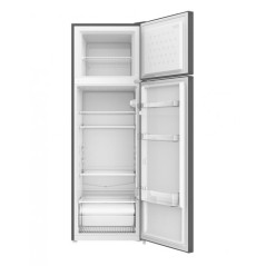 Réfrigérateur Double porte 261L net. Classe E. Congélateur. 3 clay verre, 1 clayette fils, Noir.RDP261NE