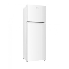 Réfrigérateur Double porte 300L net. Classe E. Congélateur. 4 clay verre,  Blanc.
