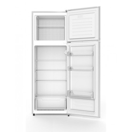 Réfrigérateur Double porte 300L net. Classe E. Congélateur. 4 clay verre,  Blanc.RDP300BE