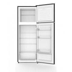 Réfrigérateur Double porte 300L net. Classe E. Congélateur. 4 clay verre,  Noir.RDP300NE