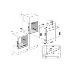 FOUR ENCASTRABLE WHIRLPOOL PYROLYSE71 Litres RAILS TELESCOPIQUE OMR581RR1X