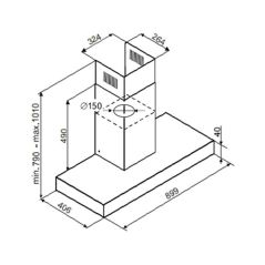 HOTTE DECORATIVE PLATE/BOX 90CM NOIRE 62 DB SAUTER SHB3973B 