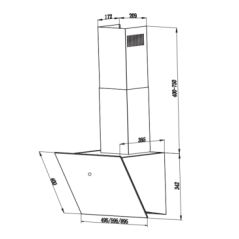 Hotte verticale inclinée VRT 600 mm verre noir / FABER