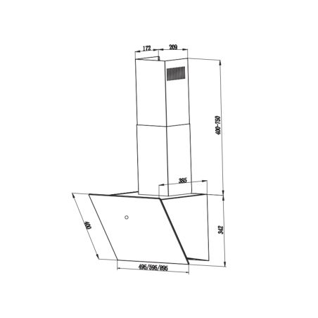 HOTTE VERTICALE 60 CM INCLINEE 580 M3/H FABER COULEUR NOIR EN VERRE VRT600 