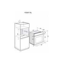 FOUR ENCASTRABLE 73L D DIETRICH DIMENSIONS ENCASTREMENT 585 x 560 x 550 mm (HxLxP) BLANC DOP4556W