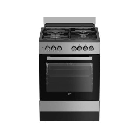 CUISINIERE MIXTE INOX 60X60 4 FOYER MULTIFONCTION BEKO 