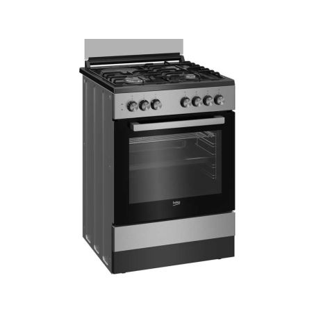 CUISINIERE MIXTE INOX 60X60 4 FOYER 72L MULTIFONCTION BEKO FSE6312GX