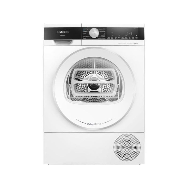 SECHE LINGE CONDENSATION POMPE A CHALEUR 9KG SIEMENS 15 programmes dont SmartFinish Tambour inox 112 litres avec éclairage LED  