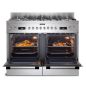 PIANO DE  CUISSON 120cm ROSIERES 6 FOYERS GAZ 2 double couronne 2 double bruleurs 2 fours Chaleur Pulsée/tournante RGM126D2X