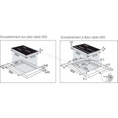 TABLE DE CUISSON 3 FOYERS INDUCTION 7400 WATT DE DIETRICH 1 ZONE COMBINE horiZoneTech DPI4332BP