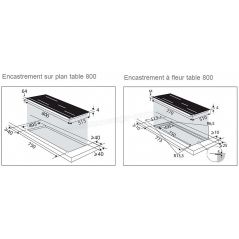 TABLE DE CUISSON 80 cm 4 FOYERS INDUCTION 7400 WATT DE DIETRICH 1 ZONE COMBINE horiZoneTech DPI4831BT