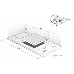 TABLE DE CUISSON 60 cm 3 FOYERS GAZ + 1 FOYER ELECTRIQUE DE DIETRICH 6350W (G) + 1500W(E)DPE4610BM