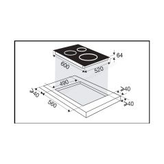 TABLE DE CUISSON 60 cm 4 FOYERS INDUCTION 7400 WATT DE DIETRICH 1 zone combi HORIZONE STI1648BP