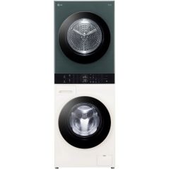 WASHTOWER COMBINE LAVE LINGE - SECHE LINGE POSE LIBRE 12kg/10kg LG COUL BLANC/NOIR TurboWash 360° ThinQ CLASS A F214WT8P