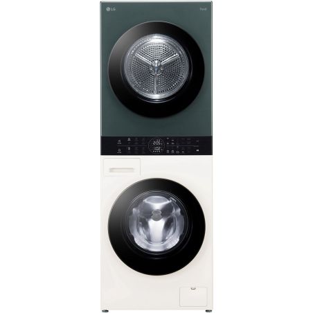 WASHTOWER COMBINE LAVE LINGE - SECHE LINGE POSE LIBRE 12kg/10kg LG COUL BLANC/NOIR TurboWash 360° ThinQ CLASS A F214WT8P