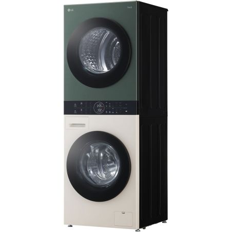 WASHTOWER COMBINE LAVE LINGE - SECHE LINGE POSE LIBRE 12kg/10kg LG COUL VERT/BEIGE TurboWash 360° ThinQ CLASS A F214WT8P