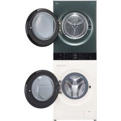 WASHTOWER COMBINE LAVE LINGE - SECHE LINGE POSE LIBRE 12kg/10kg LG COUL BLANC/NOIR TurboWash 360° ThinQ CLASS A F214WT8P