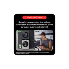 WASHTOWER COMBINE LAVE LINGE - SECHE LINGE POSE LIBRE 12kg/10kg LG COUL BLANC/NOIR TurboWash 360° ThinQ CLASS A F214WT8P
