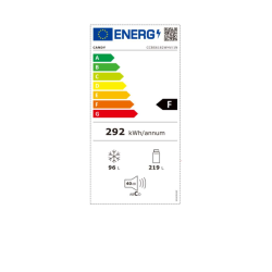 RÉFRIGÉRATEUR COMBINÉ CANDY CLASSE F 315 LITRES 40 DECIBELS BRASSÉ STATIQUE BLANC